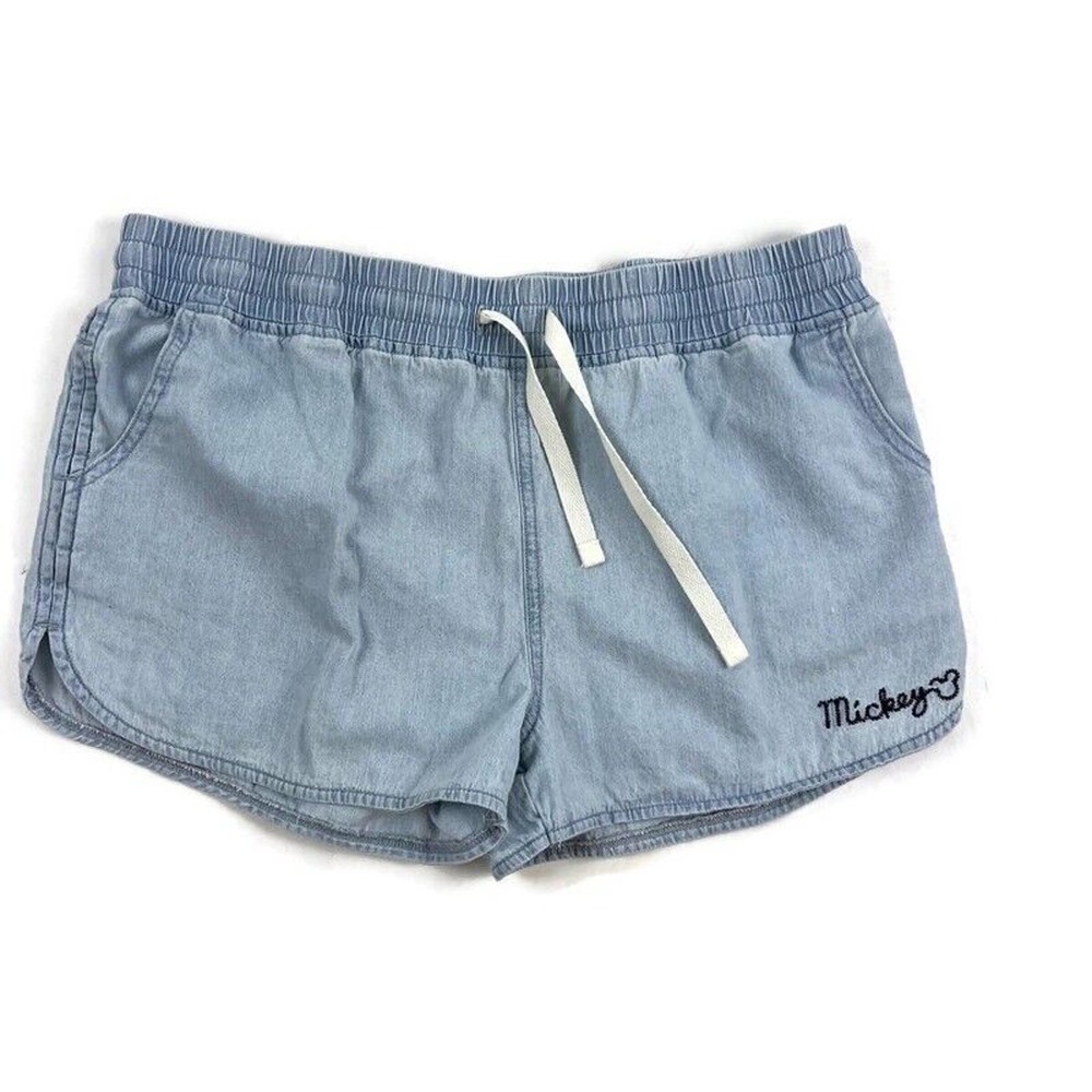 Junk Food Disney Shorts Womens XXL 2X Blue Chambray Mickey Mouse